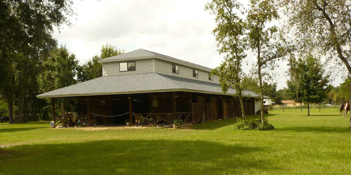 South side of the barn and porch